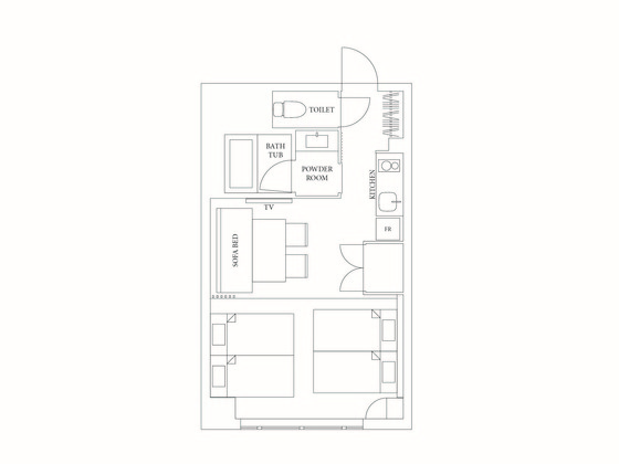 40平米キッチン付・ソファタイプのダイニングエリアと和室が一緒になったお部屋です。
